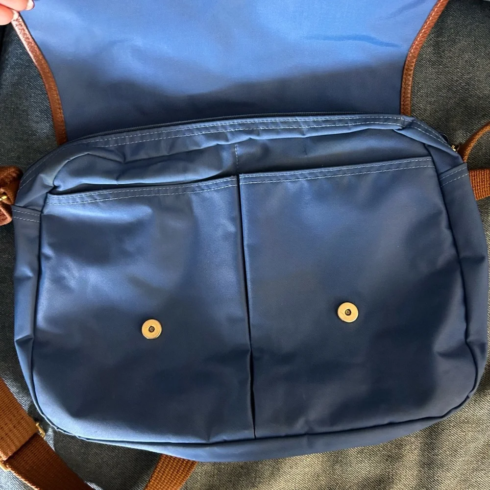 Longchamp Blue and Brown Messenger Bag - Picture 3 of 5
